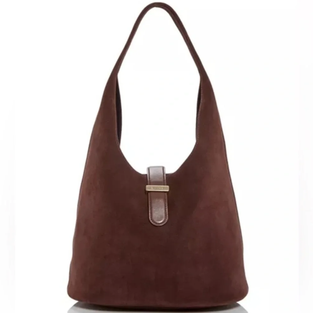 SIMKHAI Khai Suede Hobo Shoulder Bag in Cacao - Picture 1 of 17